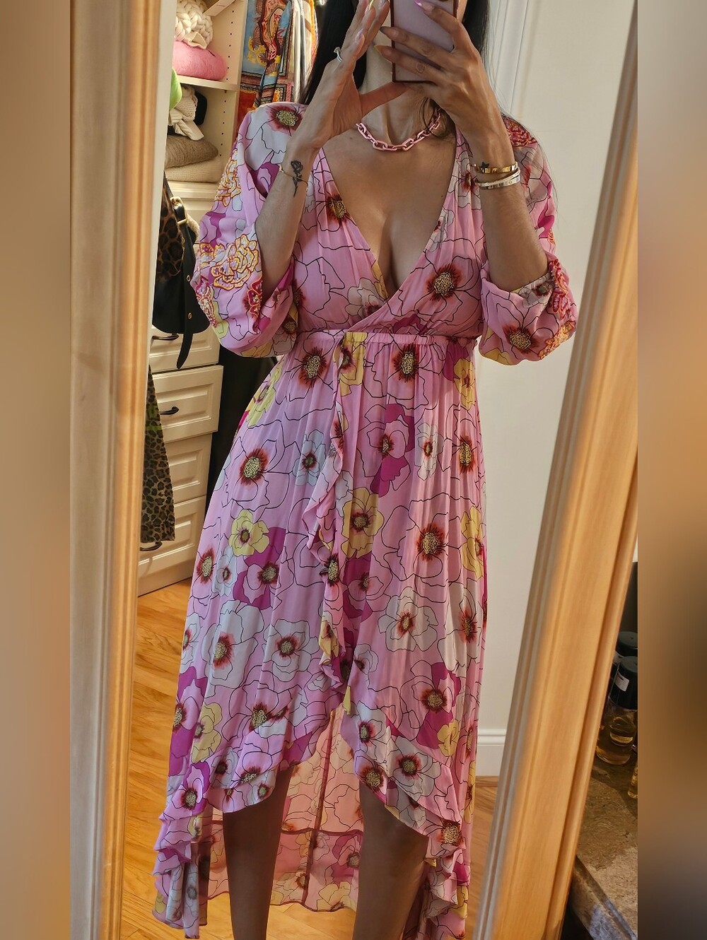 Taj by Sabrina Crippa Beaded Floral Hi/Lo Maxi Dress Med EUC-revolve-free people